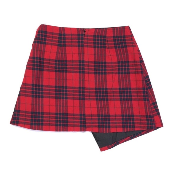 SEEK The Label Red Plaid Abstract Front School Girl Ring Skirt XS - Picture 2 of 3